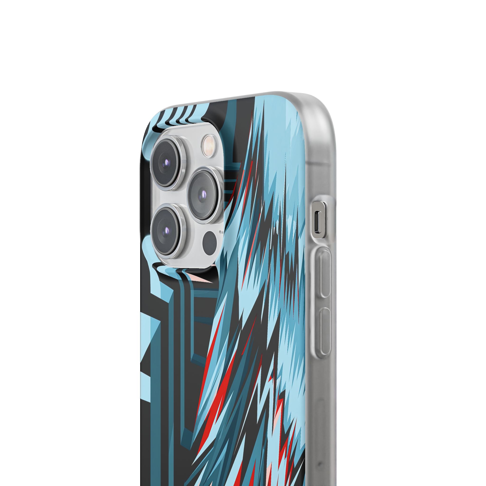 Blue Lite Phone Case for iPhone - Glitch Peak Cyan