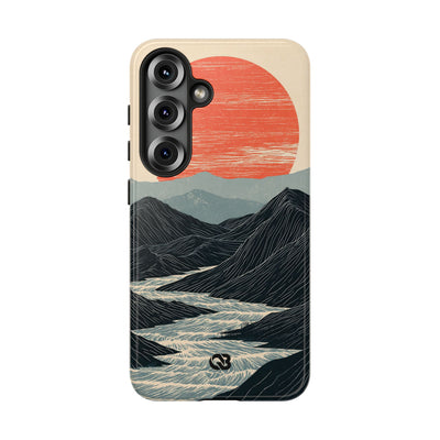 Beige Tough Phone Case for Samsung - Crimson Ridge Flow
