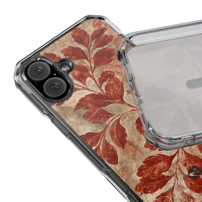 Terracotta Botanical Fresco · Clear Impact Magnetic Phone Case for iPhone · Red