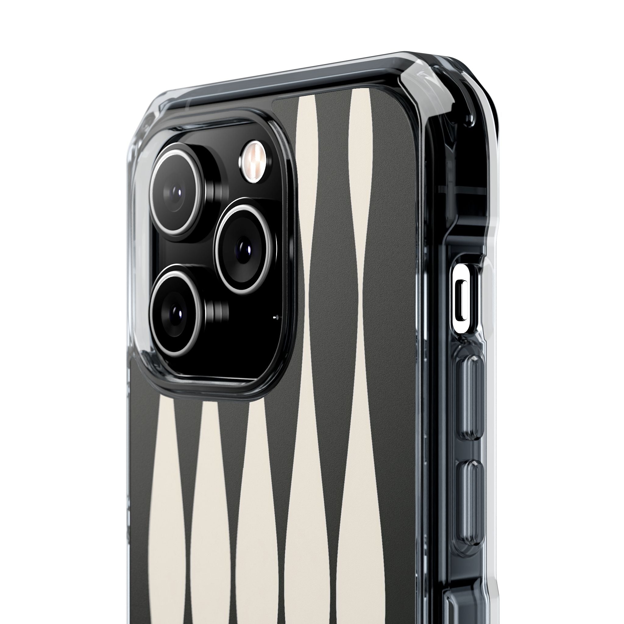 Black Impact MagSafe Phone Case for iPhone - Ivory Spindle Grid