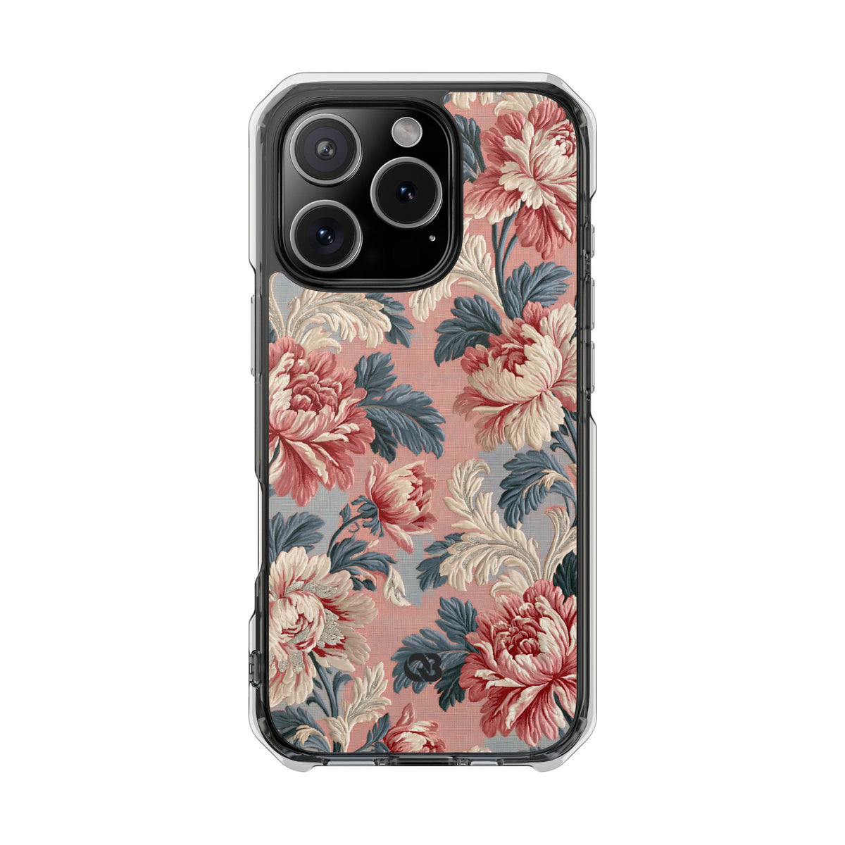 Blush Peony Jacquard · Clear Impact Magnetic Phone Case for iPhone ·  Pink