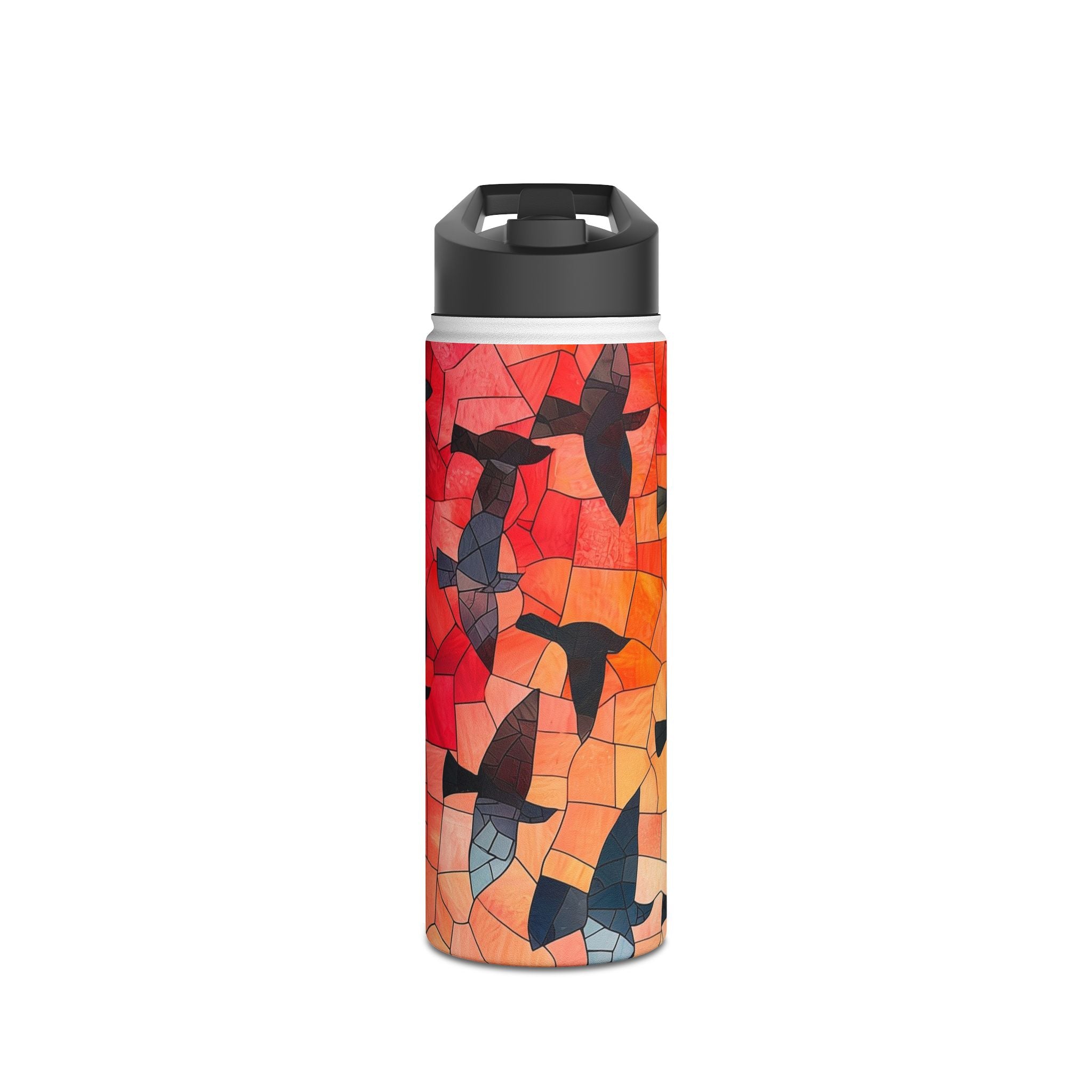 Stained Glass Birds - Stainless Steel Water Bottle