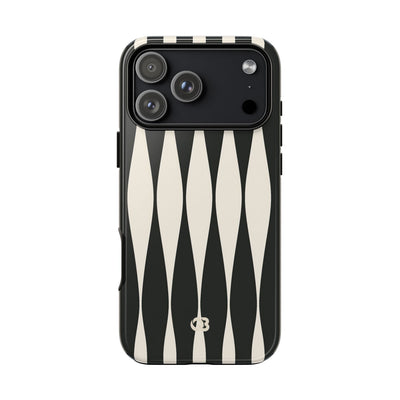 Black Tough Phone Case for iPhone - Ivory Spindle Grid