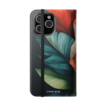 Tropical Ember Leaves - iPhone 16 Max Case - Wallet