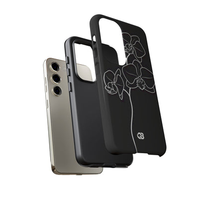 Black Tough Phone Case for Samsung - Noir Alabaster Orchid