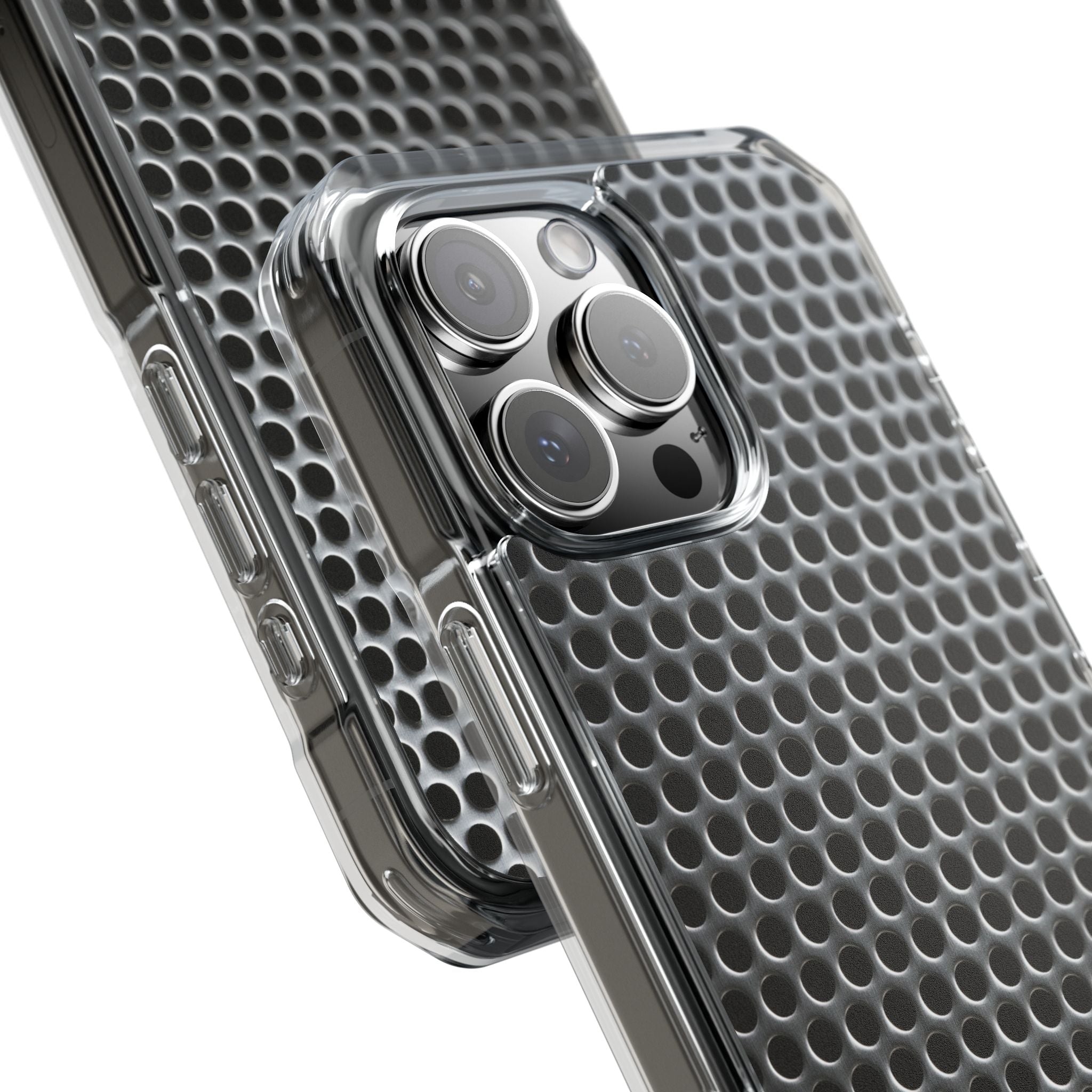 Silver Impact MagSafe Phone Case for iPhone - Brutalist Steel Mesh