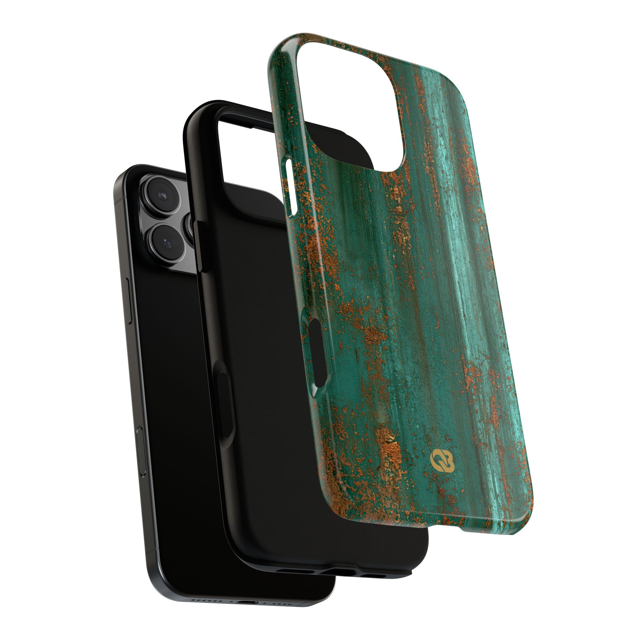 Teal Tough Phone Case for iPhone - Verdigris Copper Siding