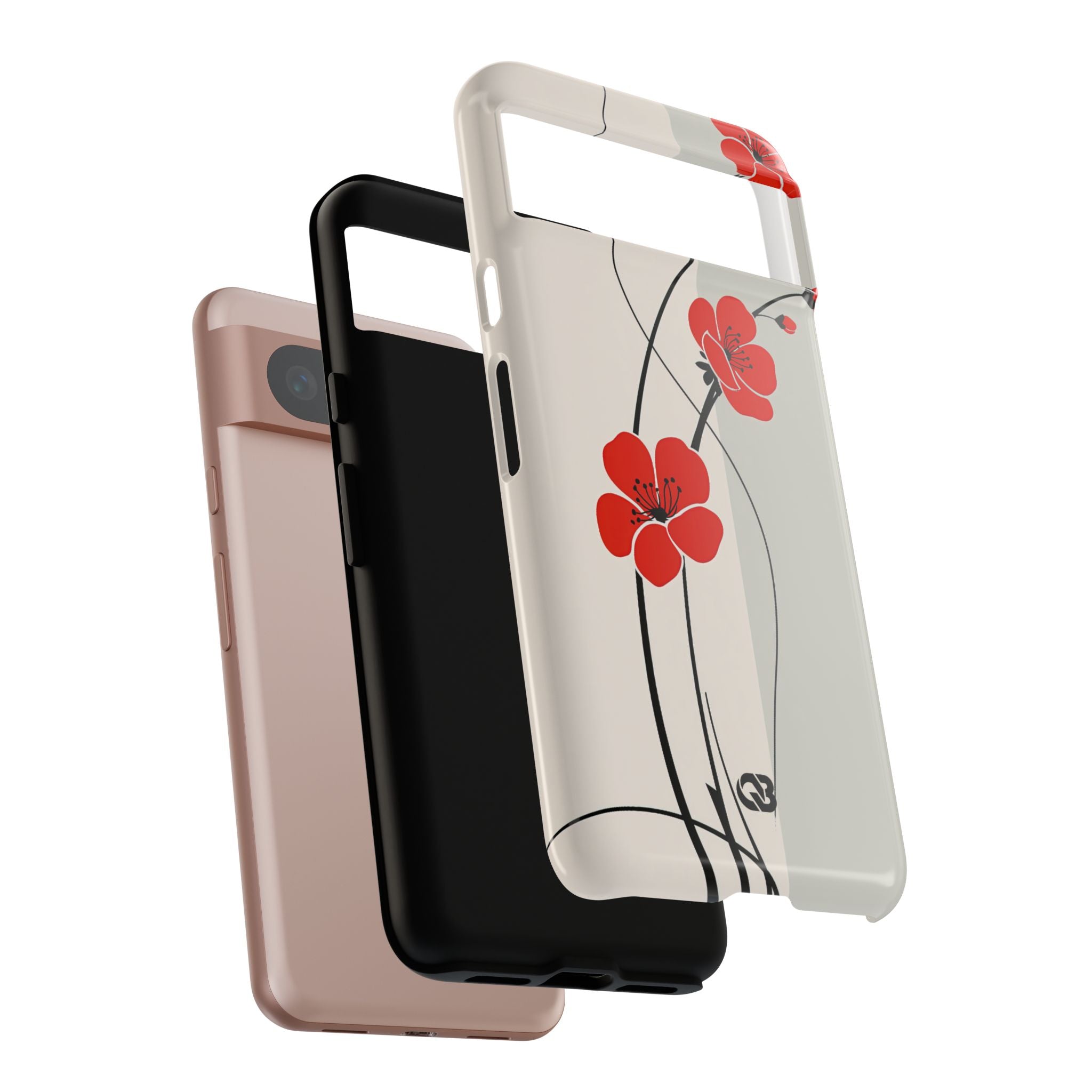 Red Tough Phone Case for Google Pixel -Crimson Plum Ink