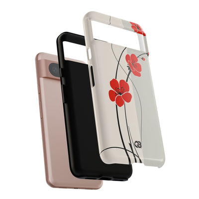 Red Tough Phone Case for Google Pixel -Crimson Plum Ink