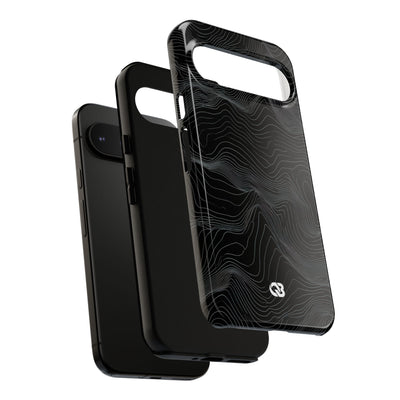Black Tough Phone Case for Google Pixel - Obsidian Topo Wireframe