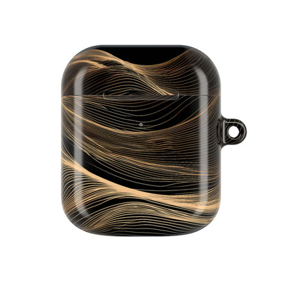 Golden Horizon Contours · Hard Case for AirPods & AirPods Pro · Black