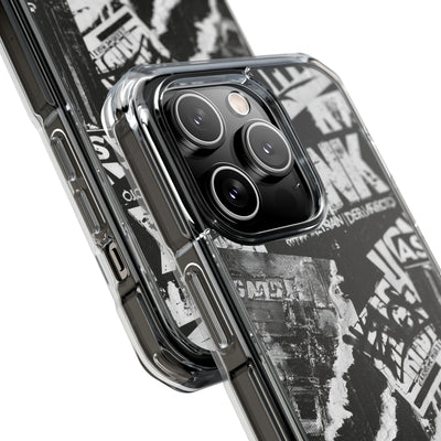 Underground Punk Collage · Clear Impact Magnetic Phone Case for iPhone · Black