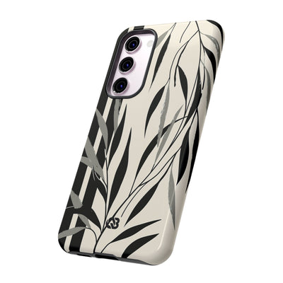 Beige Tough Phone Case for Samsung - Soot Leaf Sketch
