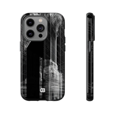 Black Tough Phone Case for iPhone - Ghost Urban Wireframe