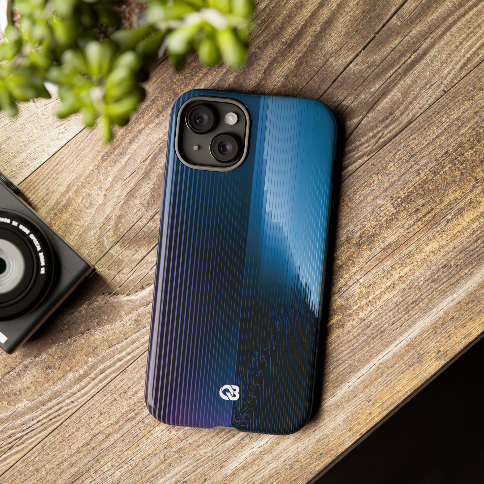 Blue Tough Phone Case for iPhone - Indigo Distortion Wave