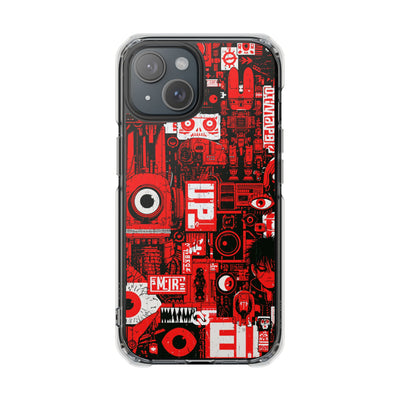 Neo Mecha Collage · Clear Impact Magnetic Phone Case for iPhone · Red