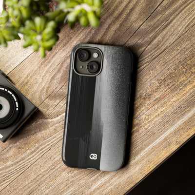 Black Tough Phone Case for iPhone - Brutalist Pixel Monolith
