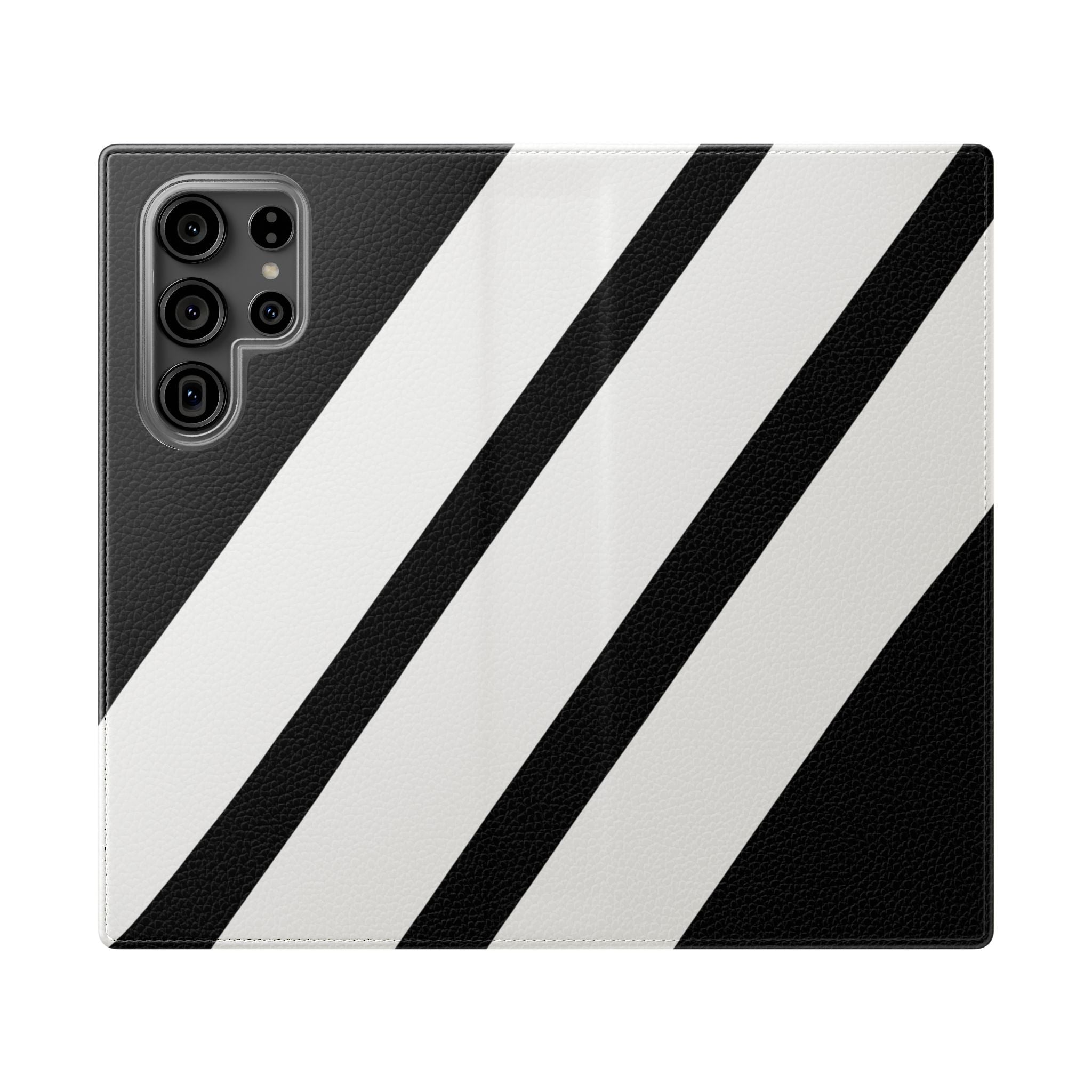 Diagonal Stripes BlackWhite - Samsung S23 Ultra Case - Wallet