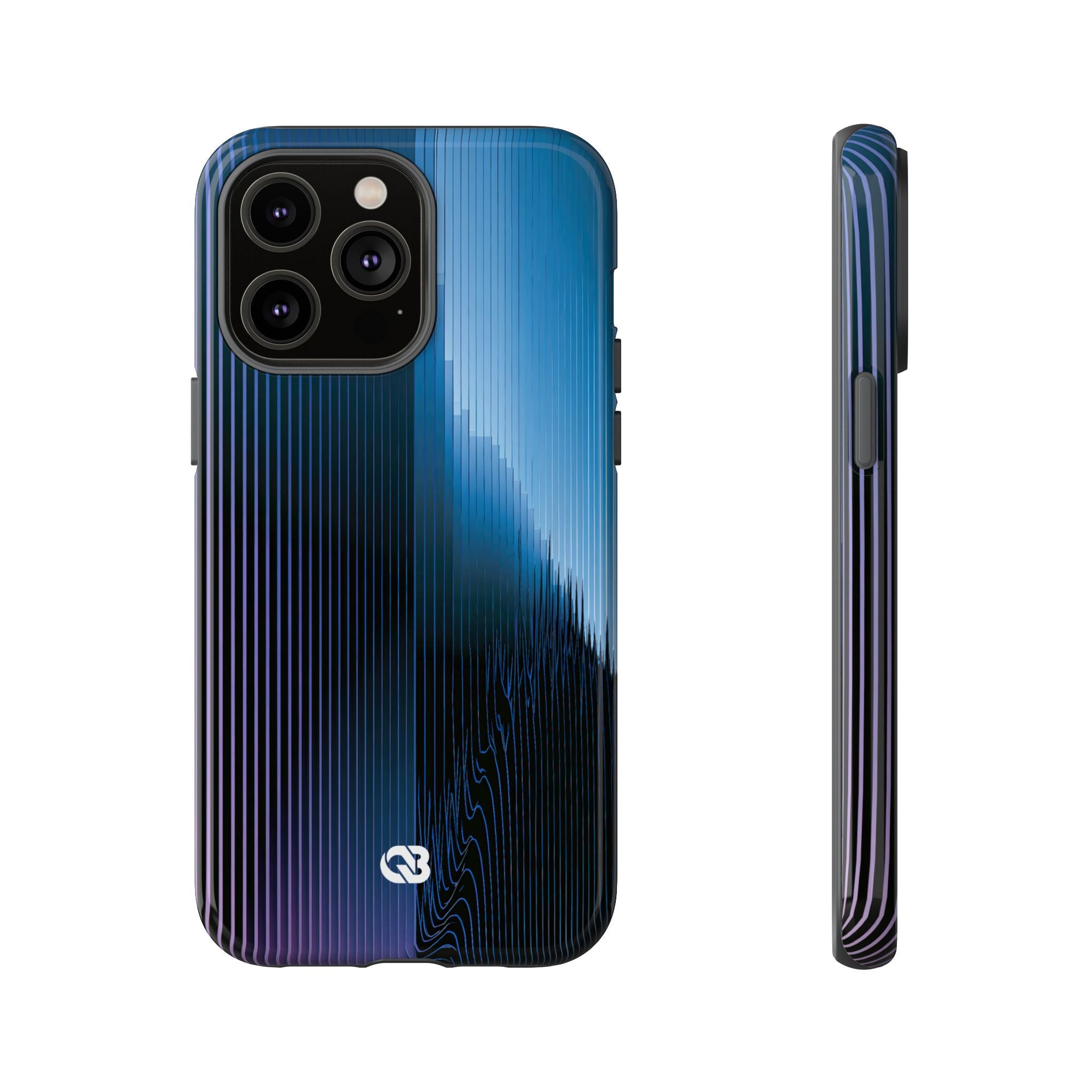 Blue Tough Phone Case for iPhone - Indigo Distortion Wave