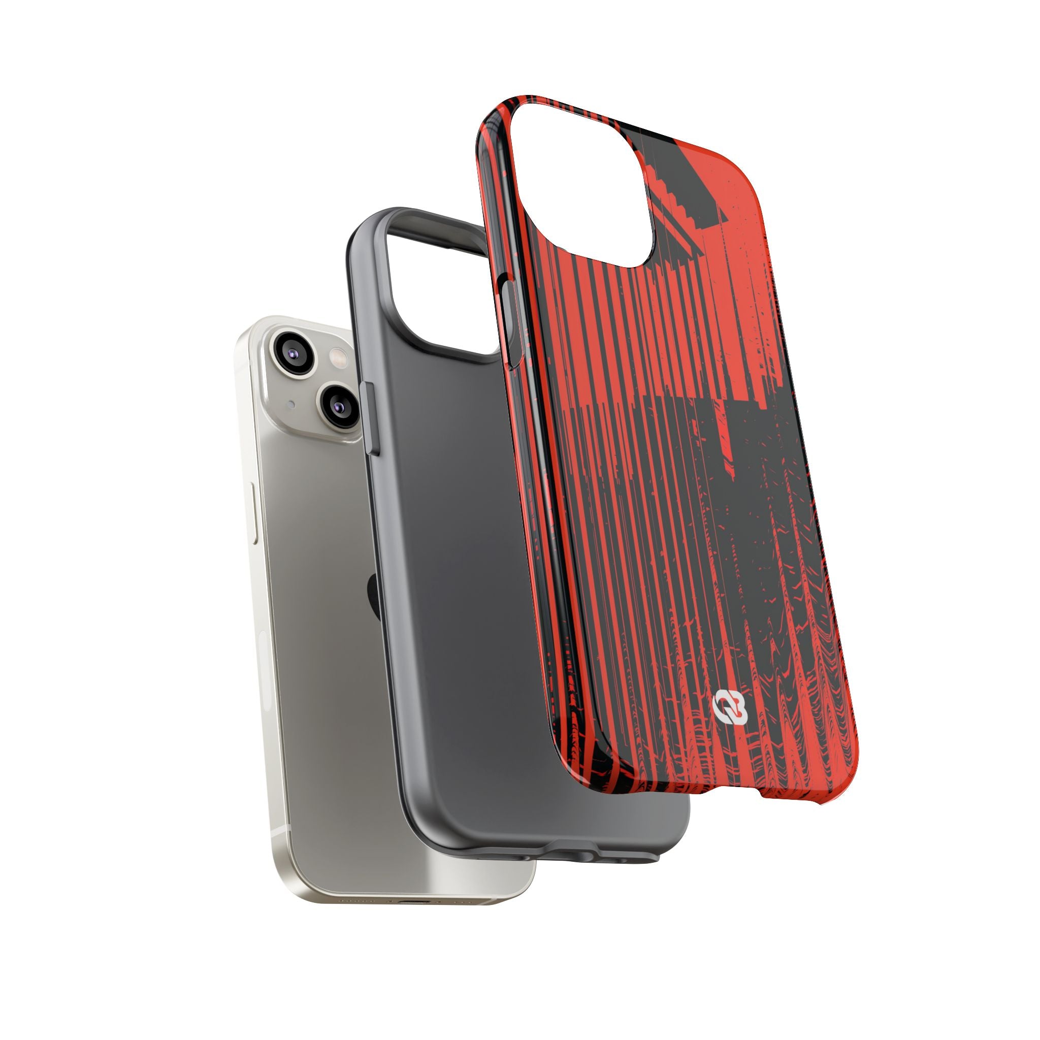 Red Tough Phone Case for iPhone - Crimson Brutalist Distortion
