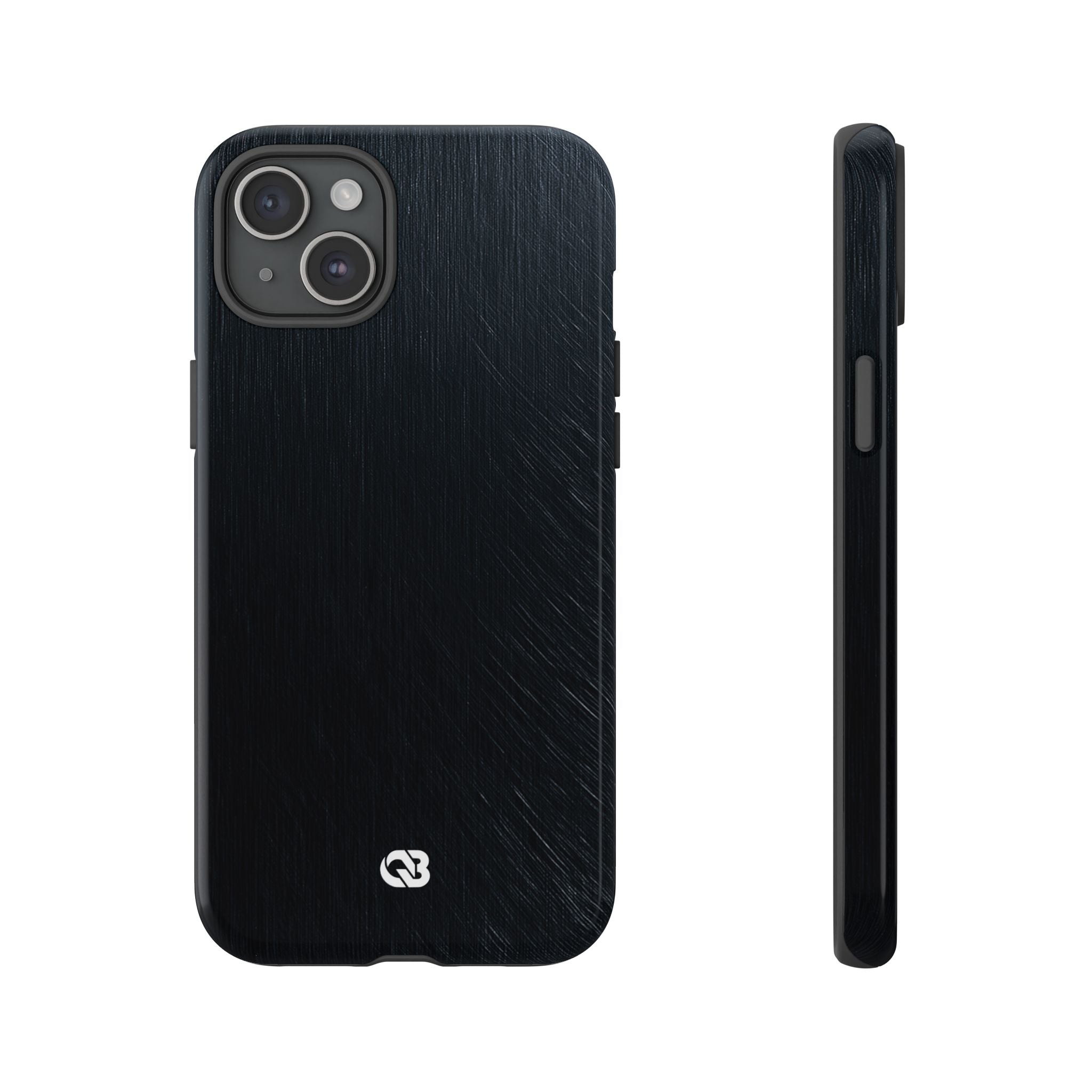 Black Tough Phone Case for iPhone - Midnight Brushed Grain