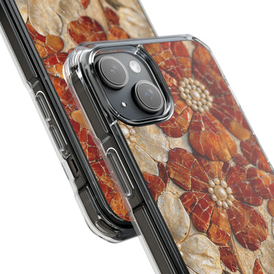 Carnelian Pearl Bloom · Clear Impact Magnetic Phone Case for iPhone · Orange