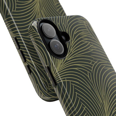 Green Tough Phone Case for iPhone - Dark Olive Plume