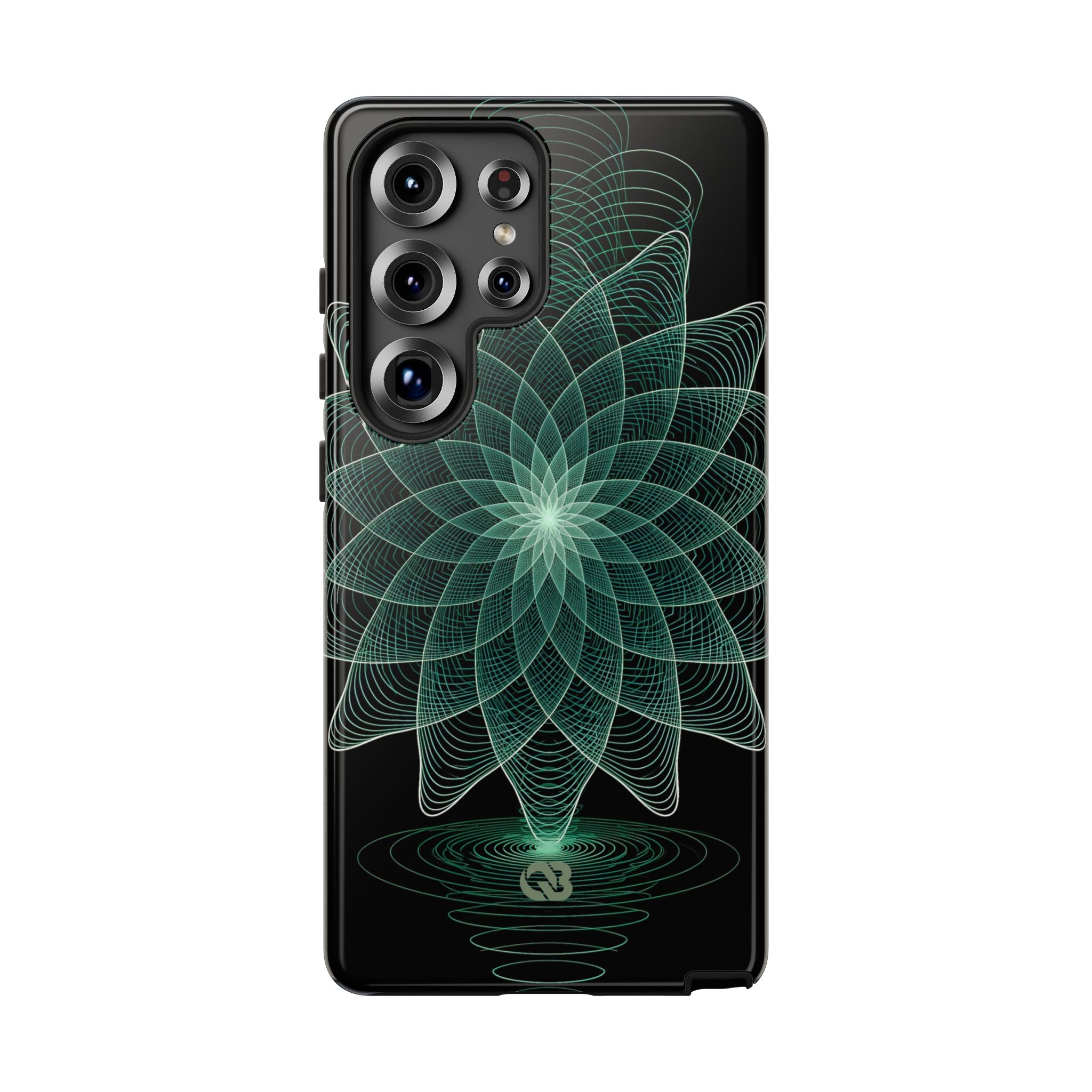 Green Tough Phone Case for Samsung - Cyan Signal Bloom