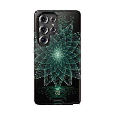 Green Tough Phone Case for Samsung - Cyan Signal Bloom