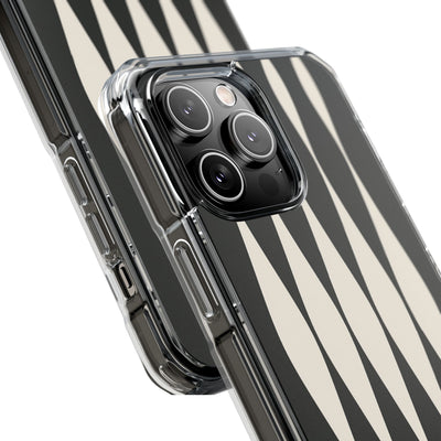 Black Impact MagSafe Phone Case for iPhone - Ivory Spindle Grid