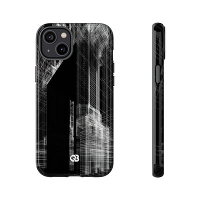 Black Tough Phone Case for iPhone - Ghost Urban Wireframe
