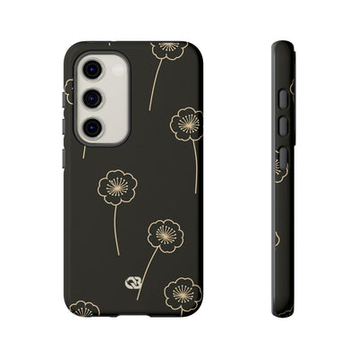 Black Tough Phone Case for Samsung - Obsidian Sand Petals