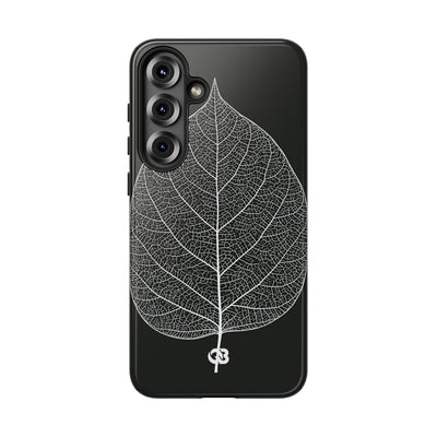 Black Tough Phone Case for Samsung - Bleached Leaf Lattice