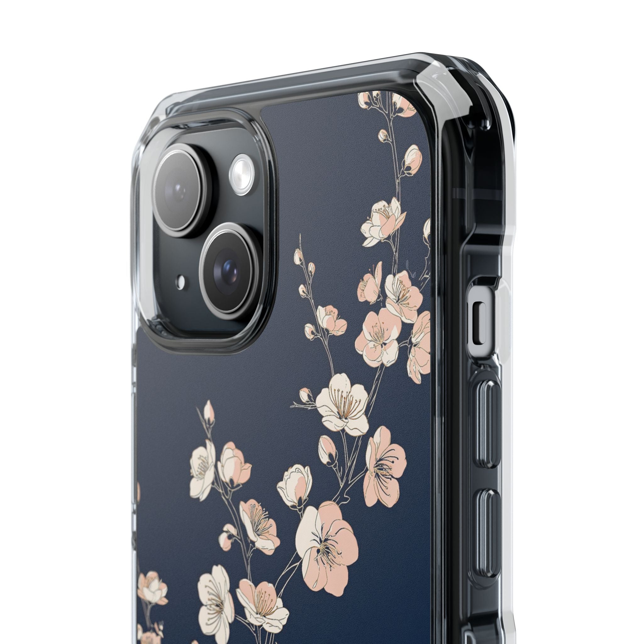Blue Impact MagSafe Phone Case for iPhone - Midnight Peach Sakura