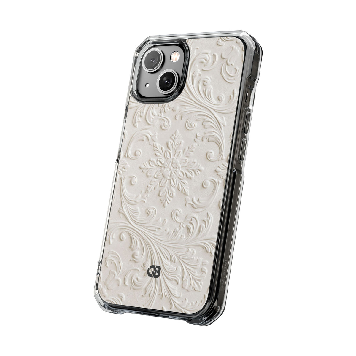 Ivory Baroque Relief · Clear Impact Magnetic Phone Case for iPhone ·  White