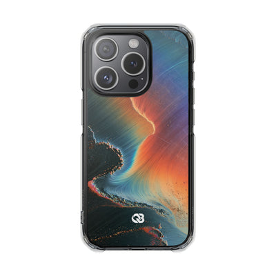 Prismatic Aura Shift · Clear Impact Magnetic Phone Case for iPhone · Blue