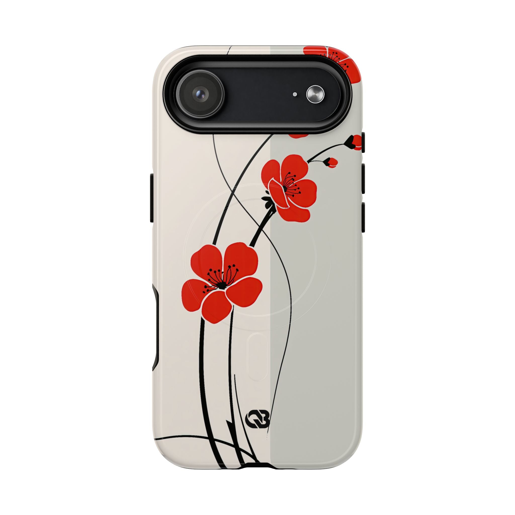 Beige Tough 2.0 Magsafe Phone Case for iPhone - Scarlet Ink Petals