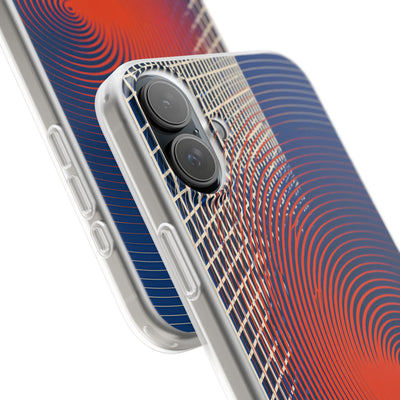 Blue Lite Phone Case for iPhone - Orange Orbit Grid