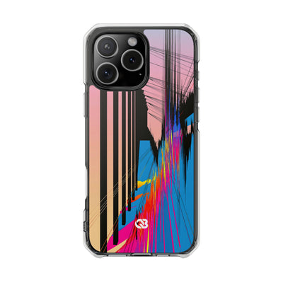 Blue Impact MagSafe Phone Case for iPhone - Fractured Data Skyline