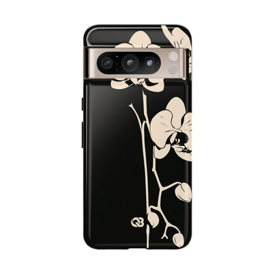 Black Tough Phone Case for Google Pixel - Obsidian Bone Orchid