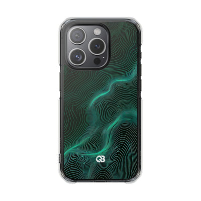 Teal Impact MagSafe Phone Case for iPhone - Neon Jade Contour
