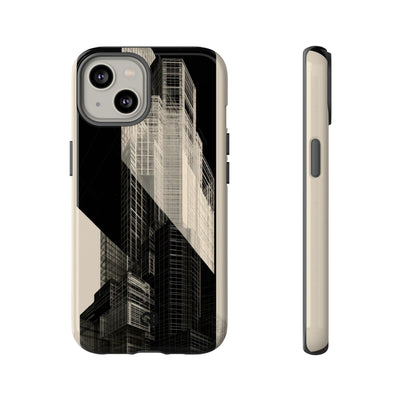 Beige Tough Phone Case for iPhone - Monolith Urban Grid