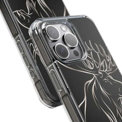 Nordic Moose Contour · Clear Impact Magnetic Phone Case for iPhone · Black