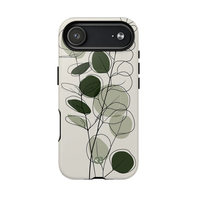 Green Tough 2.0 Magsafe Phone Case for iPhone - Muted Eucalyptus Sketch
