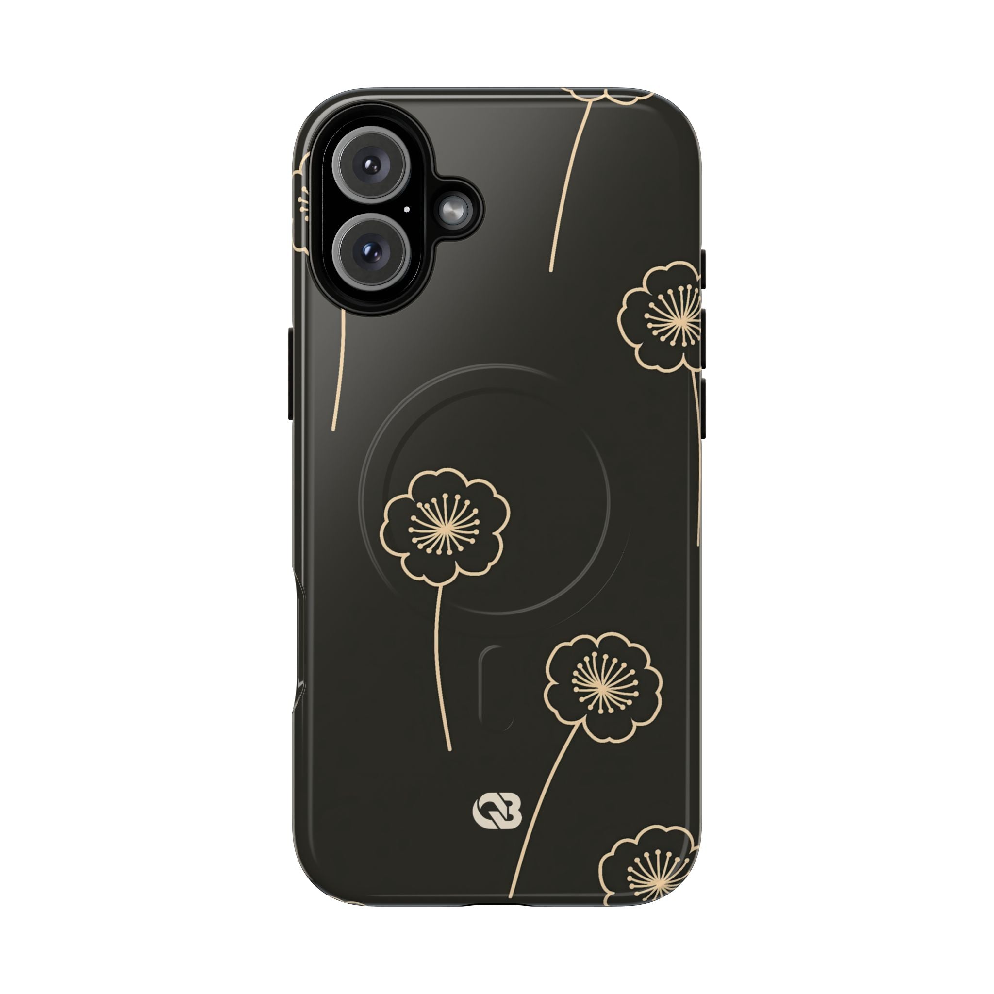 Black Tough 2.0 Magsafe Phone Case for iPhone - Obsidian Sand Petals