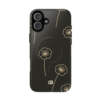 Black Tough 2.0 Magsafe Phone Case for iPhone - Obsidian Sand Petals