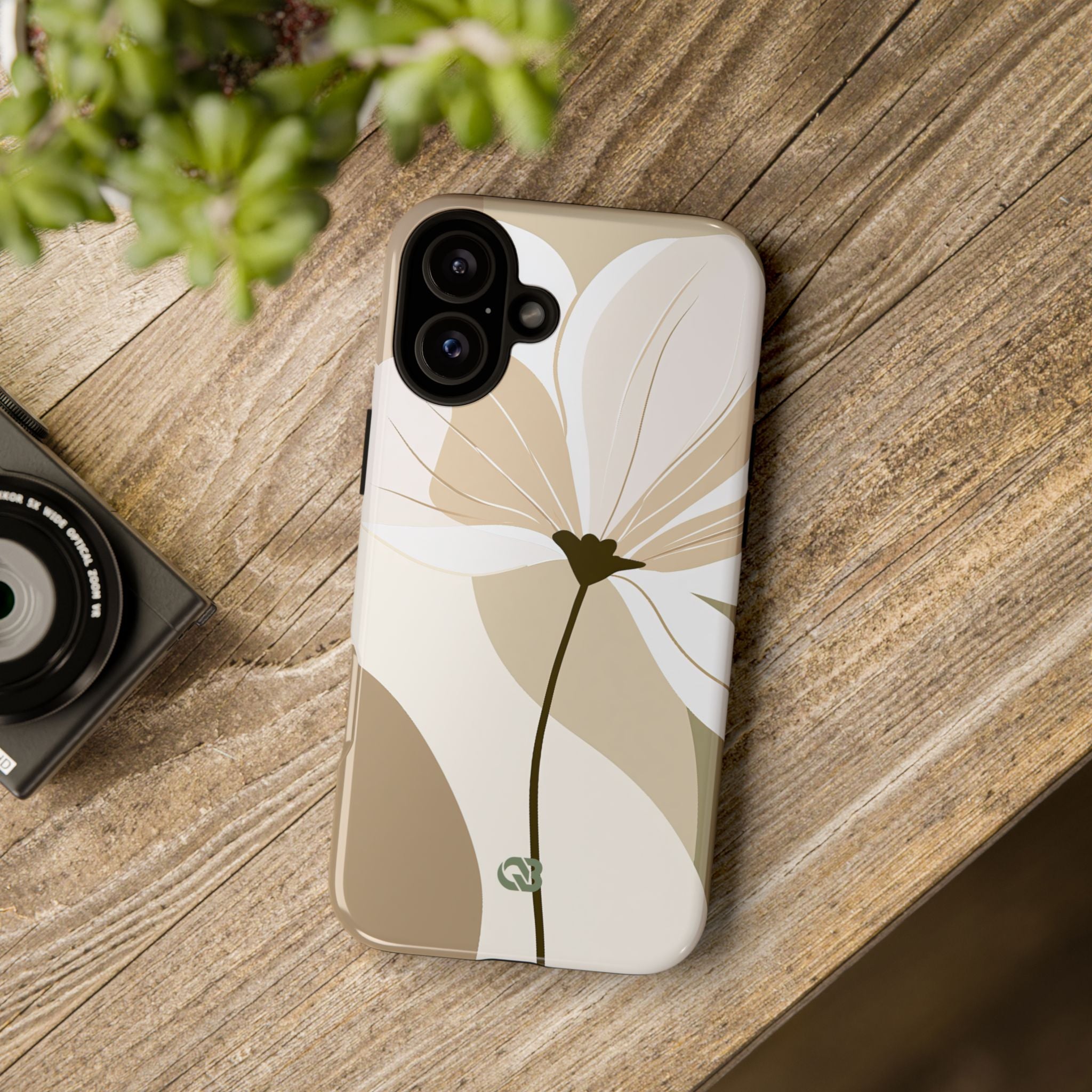 Beige Tough Phone Case for iPhone - Sage Linen Magnolia