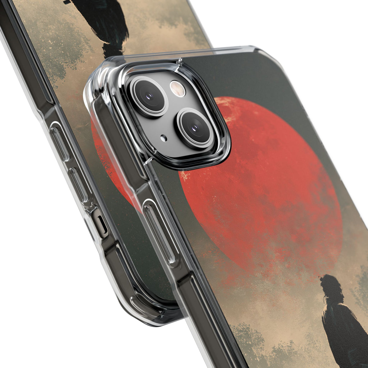Crimson Moon Ronin · Clear Impact Magnetic Phone Case for iPhone · Red