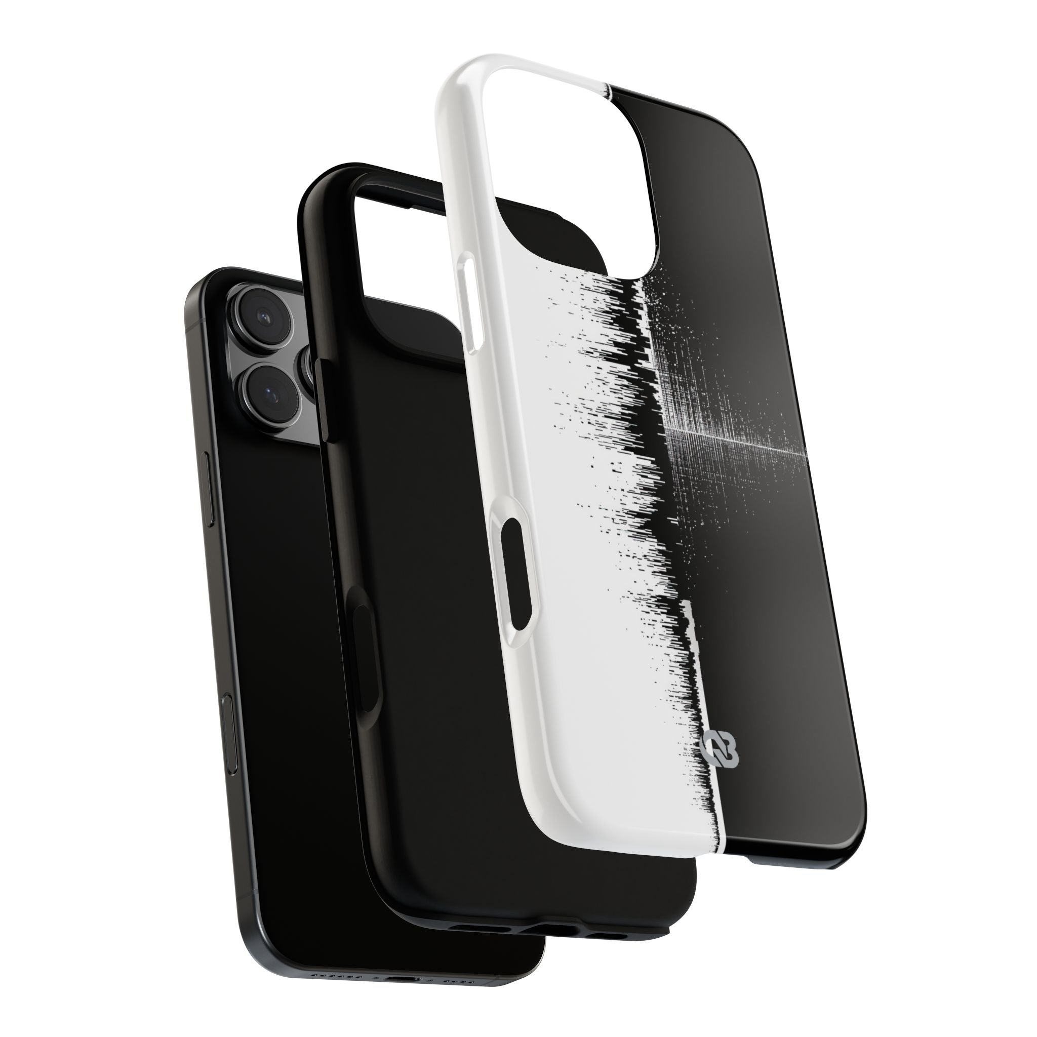 Black Tough Phone Case for iPhone - Static Signal Split