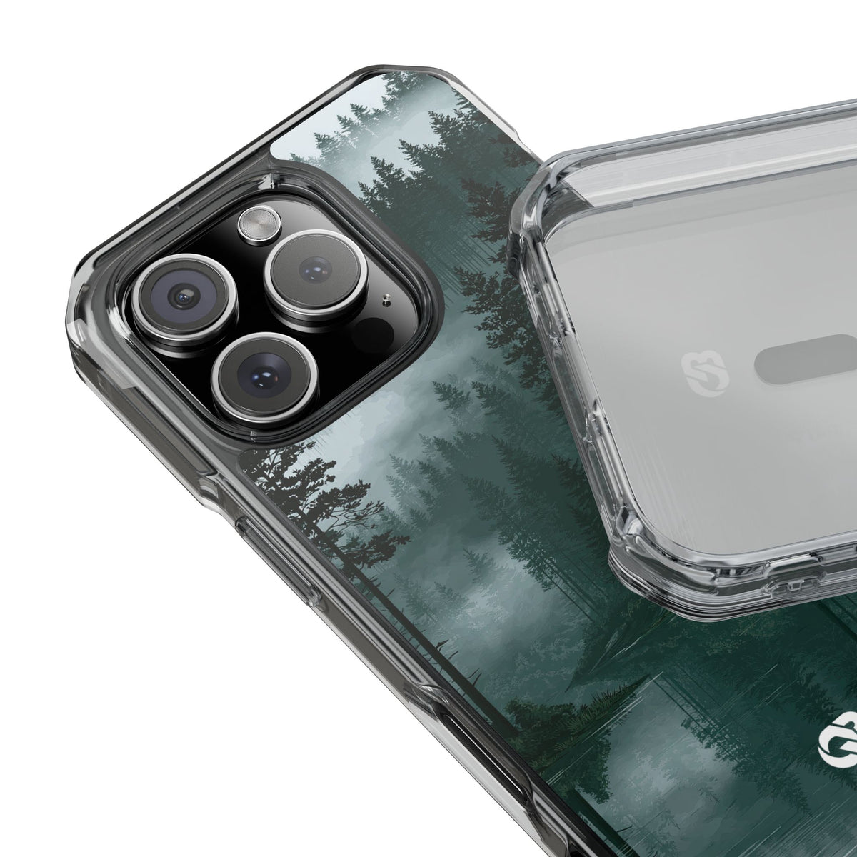 Misty Pine Reflections · Clear Impact Magnetic Phone Case for iPhone ·  Green